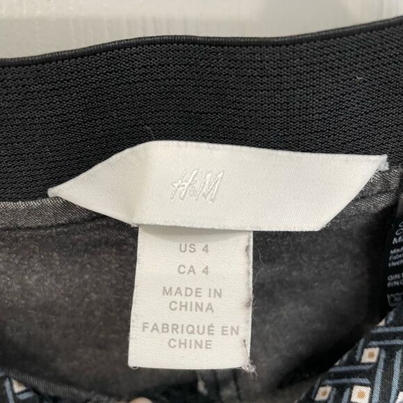 H&M Blue White Small Print Elastic Waist Skinny Pants Women’s Size S - Picture 4 of 6